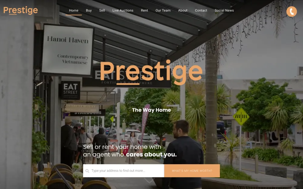 Prestige Real Estate homepage