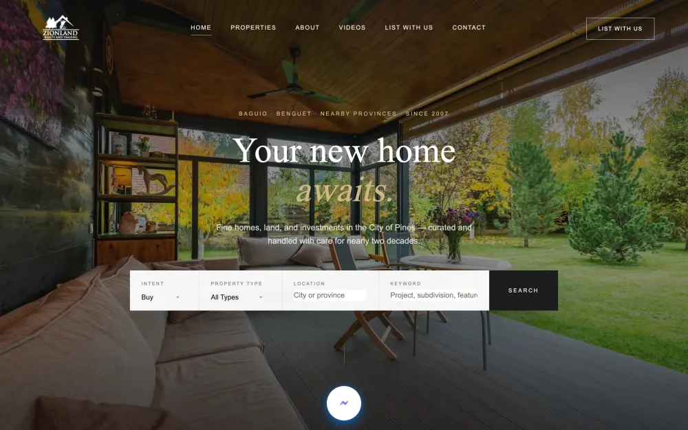 Zionland Realty & Trading homepage